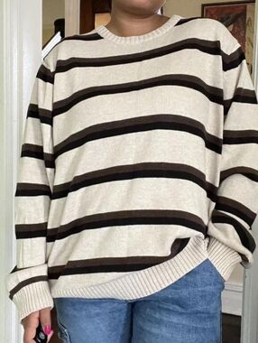 Earthy striped knit sweater